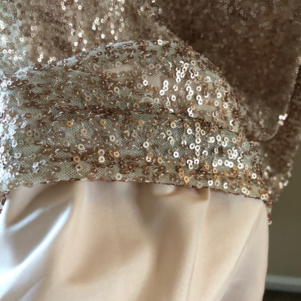 Amsale Rose Gold Formal Sequin Strapless Dress - Picture 6 of 12